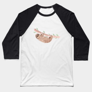 Watercolor And Ink Sloth Baseball T-Shirt